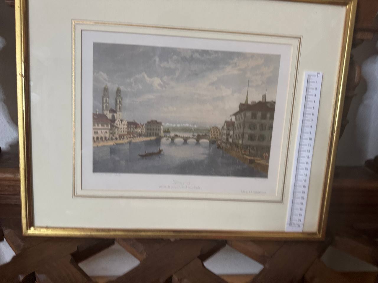 Zürich – Ansicht vom Hôtel de l'Épée, kolorierte Lithographie nach Corrodi, 1837