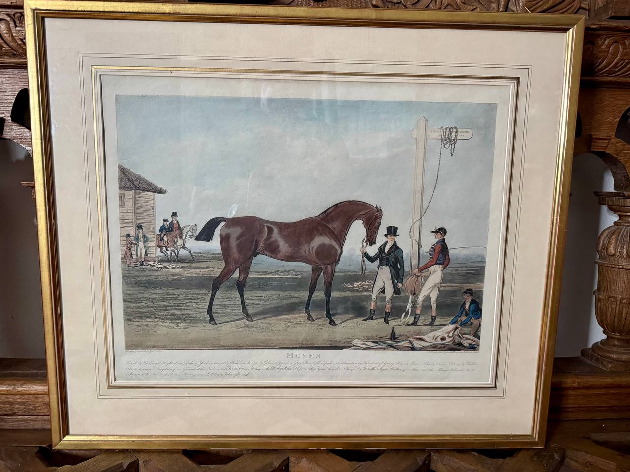 Moses – Kolorierter Aquatinta-Stich des Derby-Siegers 1822, gezeichnet und gestochen von James Pollard