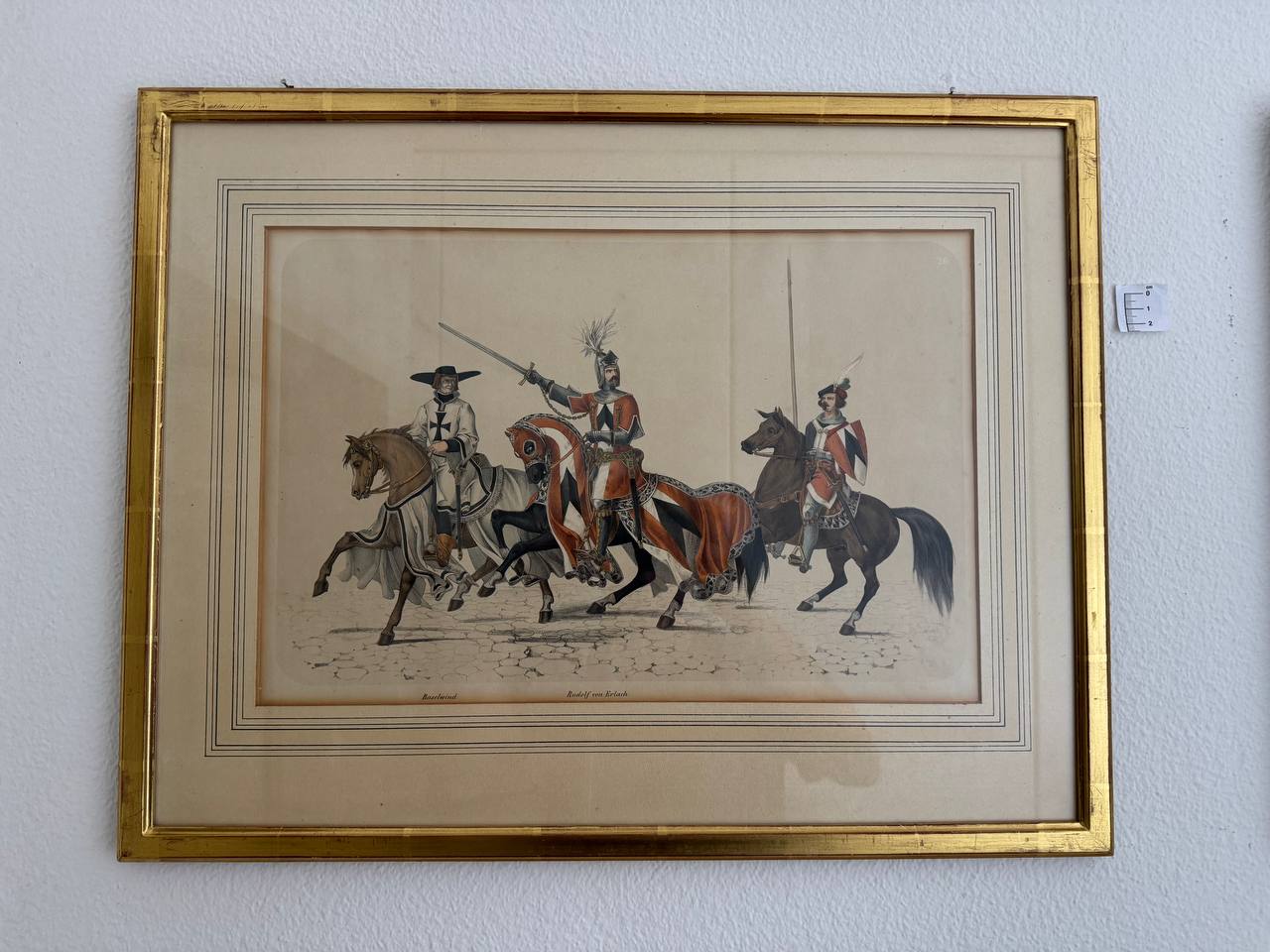 Rudolf von Erlach und Baselwind – Schweizer Ritter zu Pferde, kolorierte Lithographie