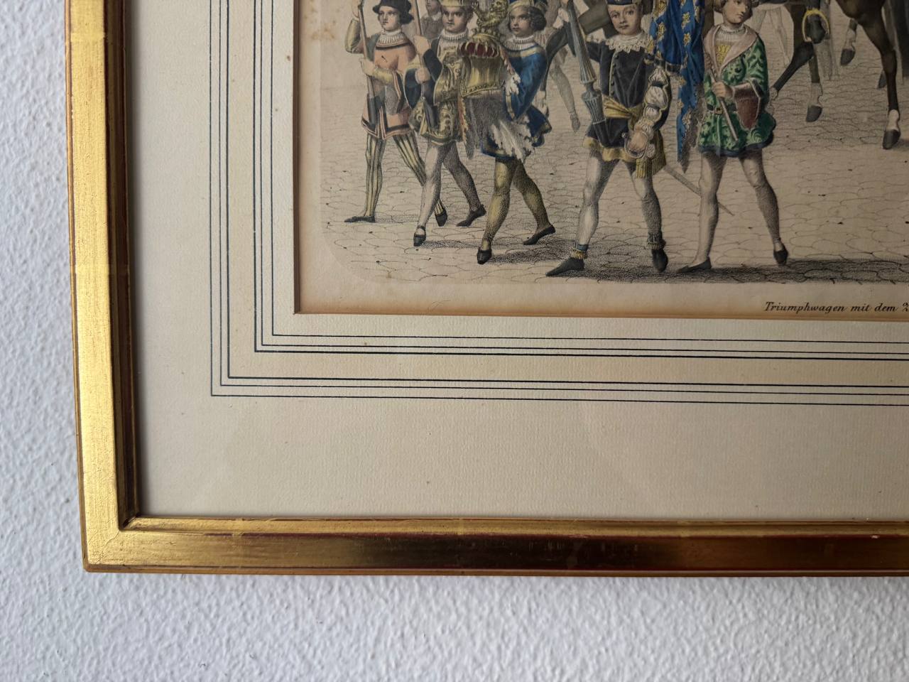 Triumphwagen mit dem Zelte Karls von Burgund – Kolorierter Stahlstich, 19. Jahrhundert — Rahmen