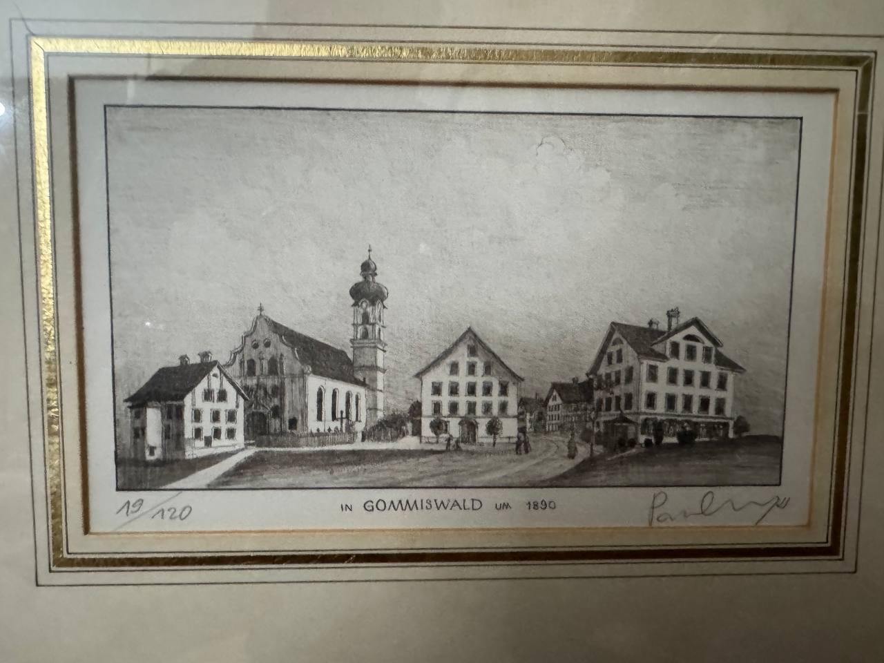 In Gommiswald um 1890 – Signierte Lithografie von Paul Wyss, Nr. 19/120