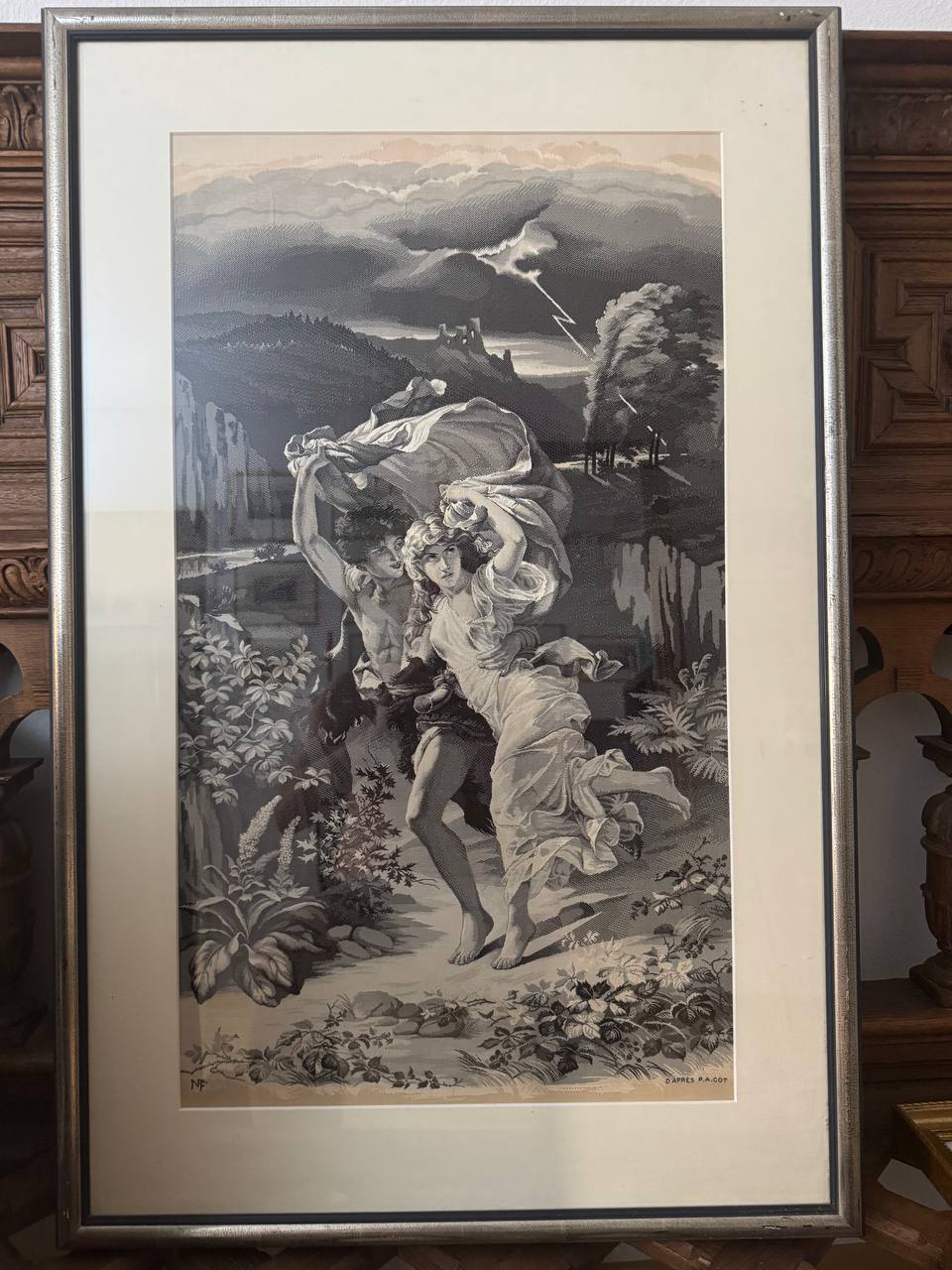La Tempête (Der Sturm) — gewebtes Seidenbild nach P. A. Cot