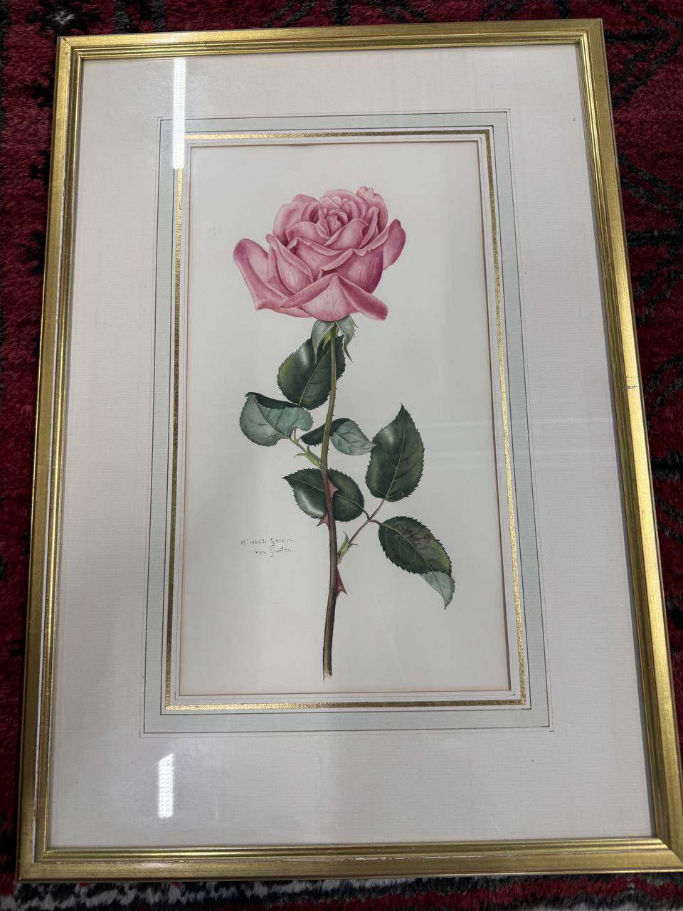 Rosa Rose — Aquarell von Elisabeth Gasser-von Gunten, Langnau a/A