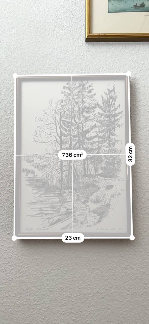 Bergwald mit Bach und Boot — Original-Federzeichnung, handsigniert und nummeriert 51/100 (V. Schneider, 1993) — Kontext