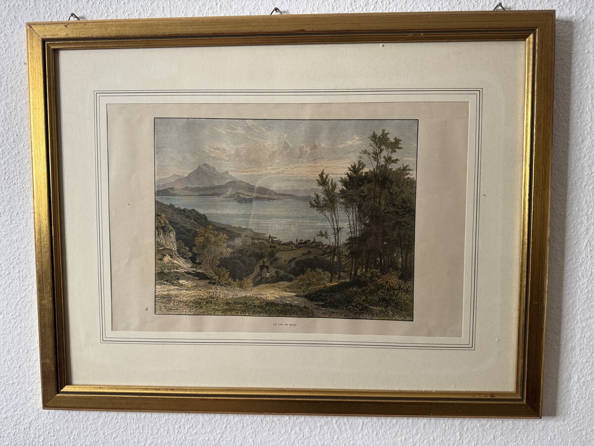 Le Lac de Zoug – Kolorierter Holzstich mit Blick auf den Zugersee und den Rigi