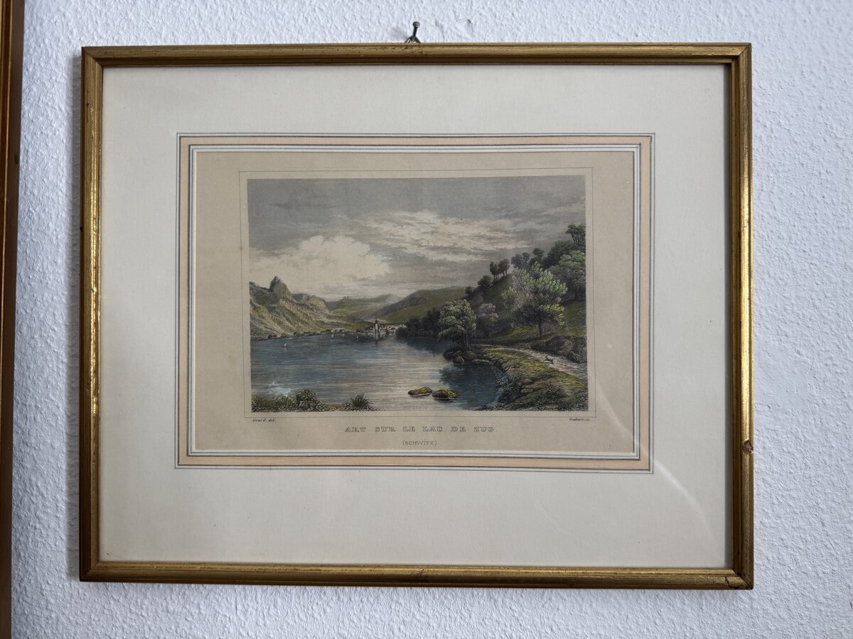 Art am Zugersee (Kanton Schwyz) – Kolorierter Stahlstich, 19. Jahrhundert
