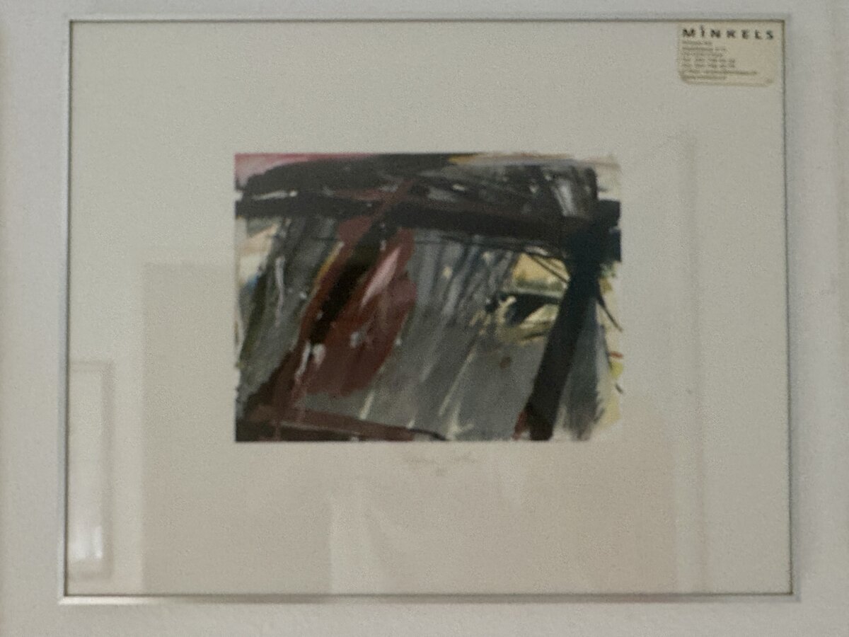 Abstrakte Komposition in Grau, Weinrot und Schwarz — Remo Roth, 1988