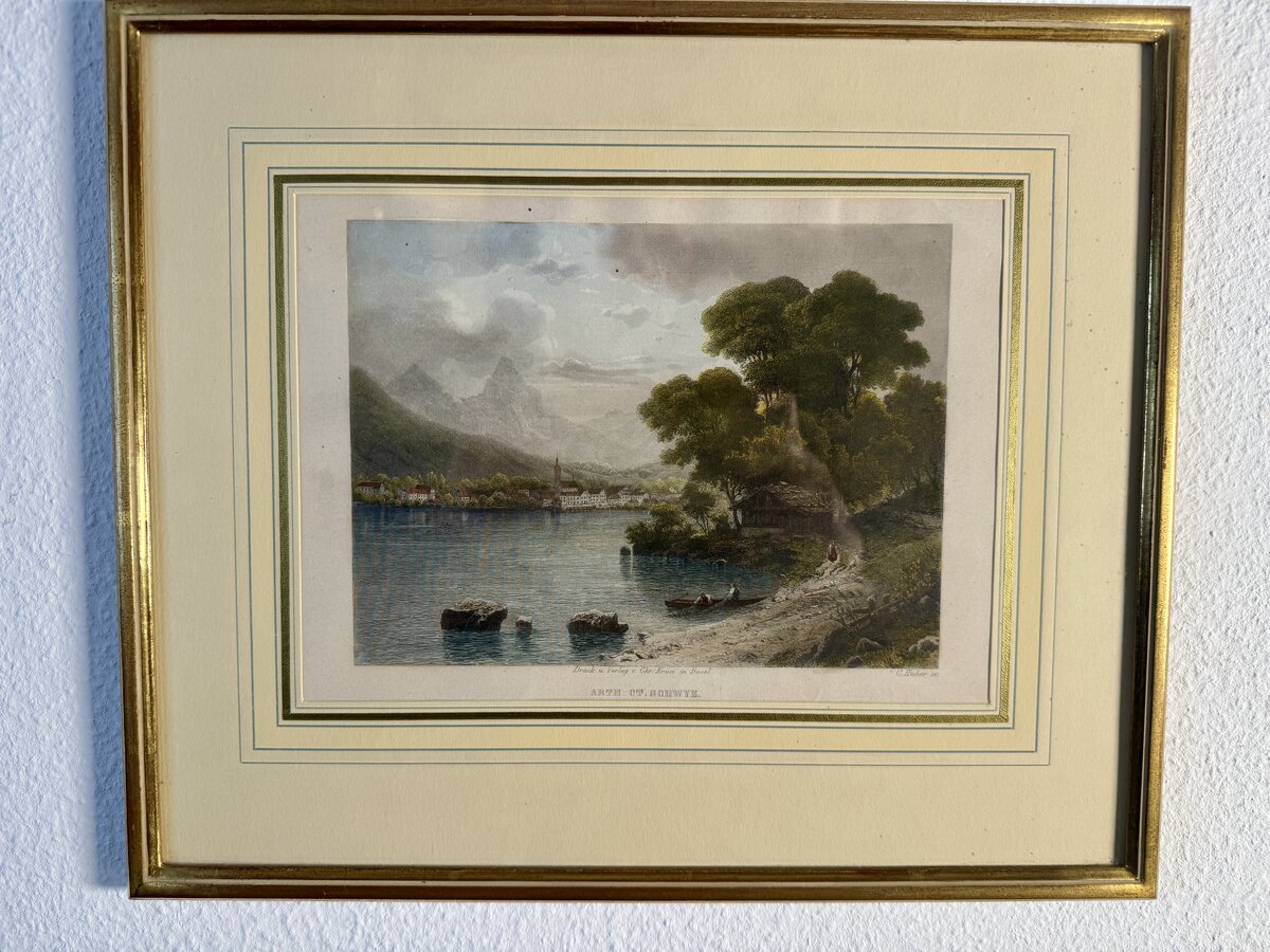 Arth am Zugersee – Kolorierter Stahlstich, Kanton Schwyz, Verlag Chr. Krusi Basel