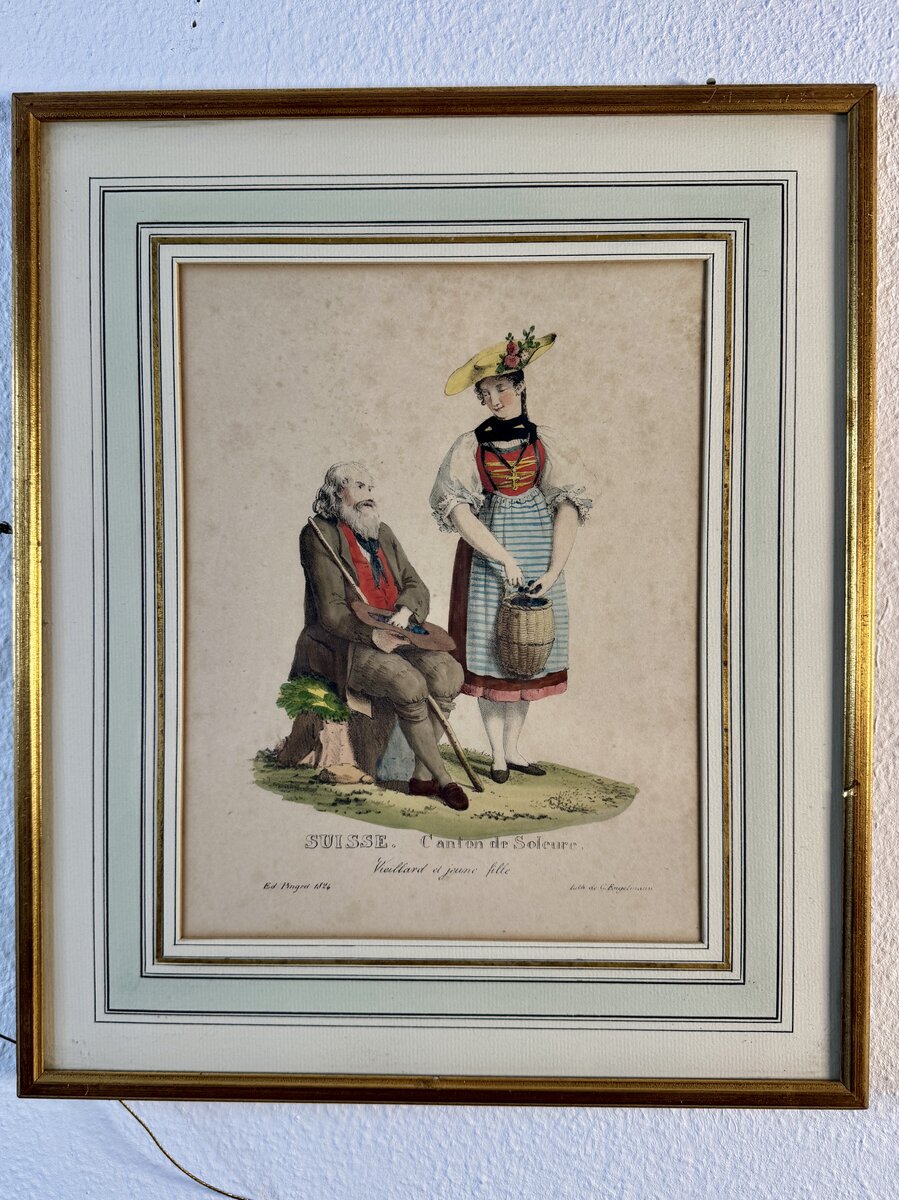SUISSE. Canton de Soleure – Vieillard et jeune fille (Alter Mann und junges Mädchen in Solothurner Tracht)
