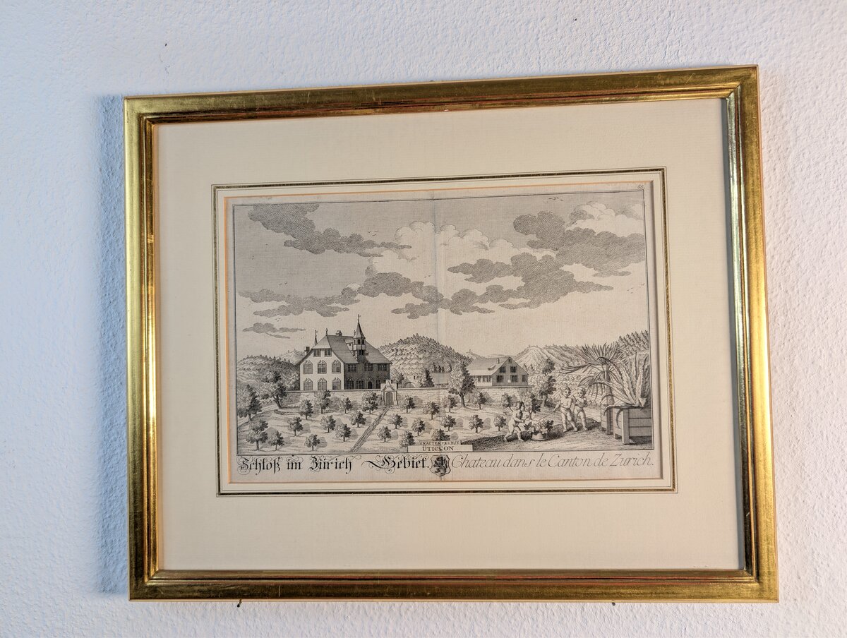 Schloss Uetikon im Zürichgebiet – Kupferstich von David Herrliberger, um 1750