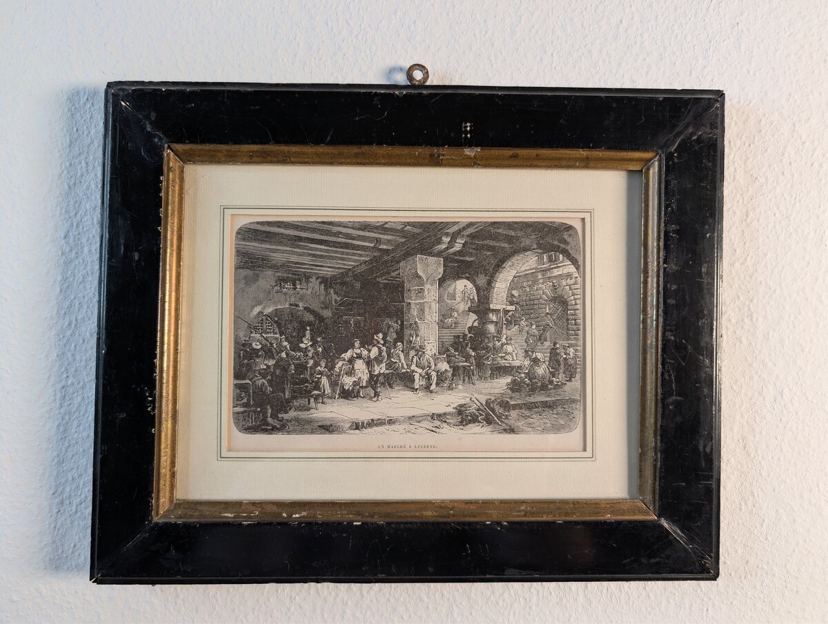 Un Marché à Lucerne – Historischer Marktszene unter den Arkaden von Luzern